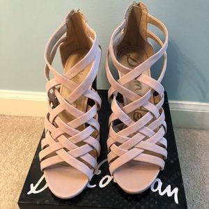 Sam Edelman Block Heel in Light Pink Suede